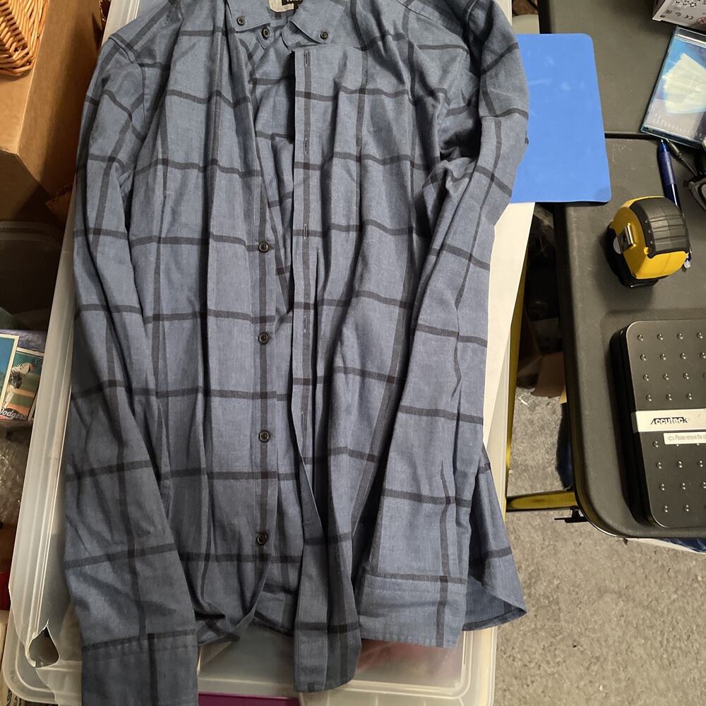 Banana Republic Size M Men’s Shirt Camden Fit Blue Plaid Button Down Long Sleeve